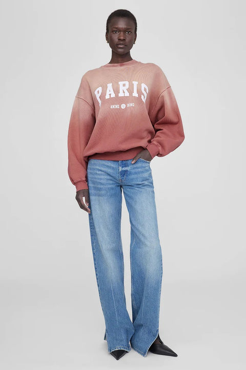 ANINE BING JACI SWEATSHIRT UNIVERSITY PARIS - WASHED FADED TERRACOTTA