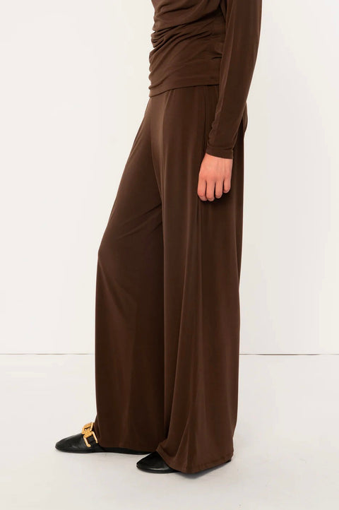 Zyra High Waist Jersey Trousers - Mocha