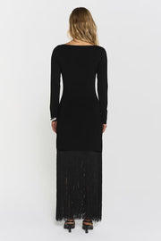 Minou Fringe Dress Black