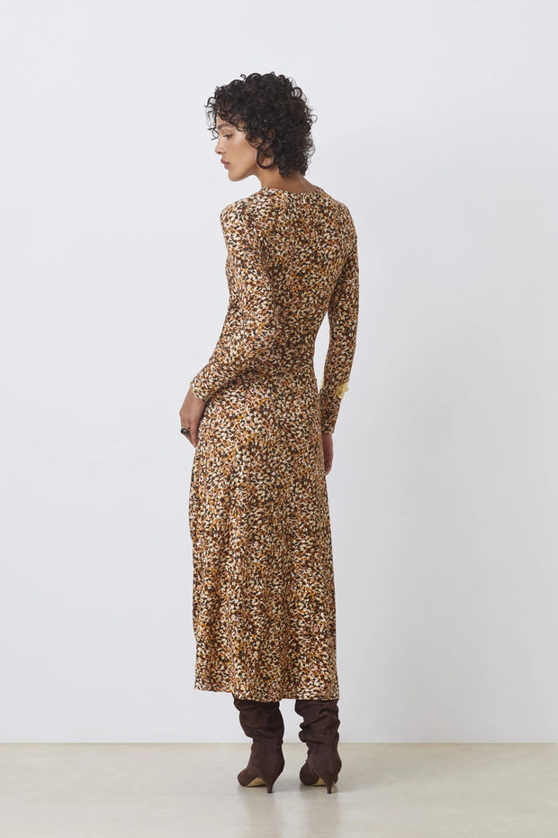 CESARIA CAMEL PRINT  LONG DRESS