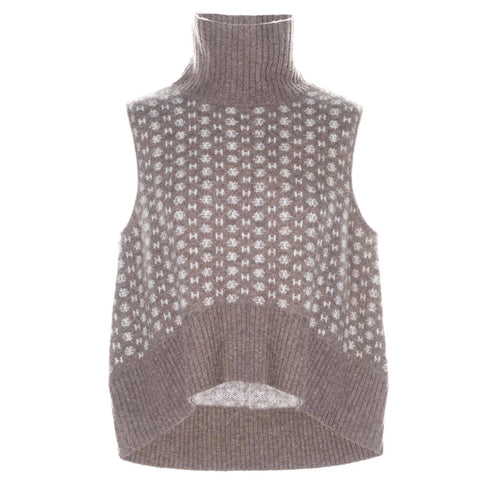 Hést HEST LOGO Vest - 473 Brown Melange With White