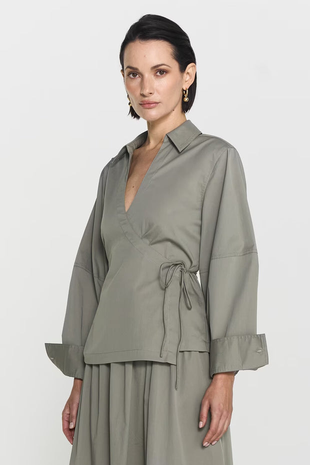 Mella Wrap Blouse Khaki