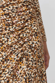 CESARIA CAMEL PRINT  LONG DRESS