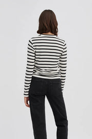 JERSEY LONG SLEEVE TOP - CANVEY WHITE STRIPED