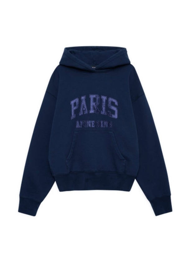 DEBBIE SHRUNKEN HOODIE PARIS - WASHED NAVY
