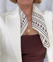 PAISLEY SCARF | CREAM & MOCHA MOUSSE | 50 CM