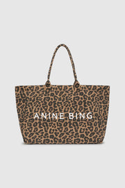 CANVAS TOTE - BLACK AND BROWN LEOPARD