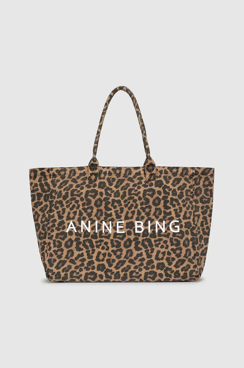 CANVAS TOTE - BLACK AND BROWN LEOPARD