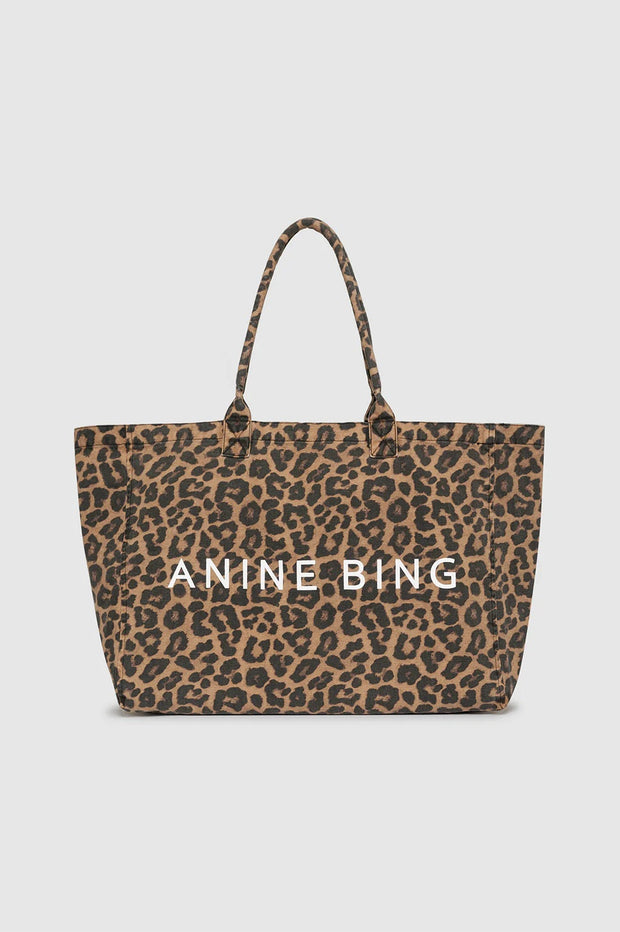 CANVAS TOTE - BLACK AND BROWN LEOPARD