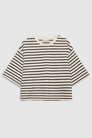 Myers Cropped Tee Black Stripe French Terry