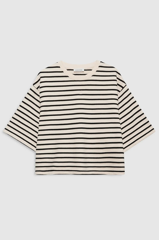 Myers Cropped Tee Black Stripe French Terry