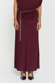 Tyne Satin Skirt Burgundy