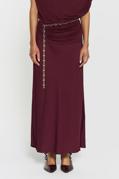 Tyne Satin Skirt Burgundy