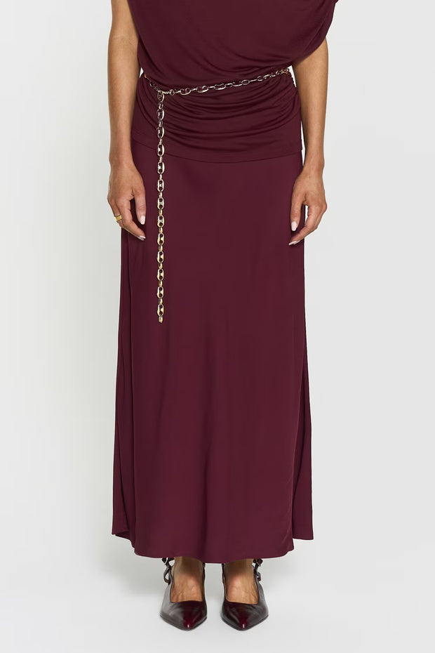 Tyne Satin Skirt Burgundy