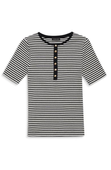 ALESSIA TEE - CREAM AND BLACK STRIPE