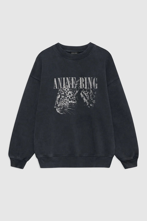 SPENCER SWEATSHIRT LEOPARD - WASHED BLACK