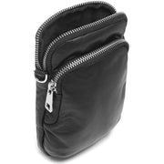 Mobile bag in soft vintage look leather / 14262 - Black (Nero)