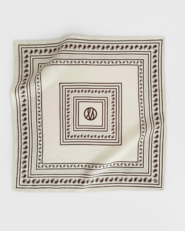 PAISLEY SCARF | CREAM & MOCHA MOUSSE | 50 CM