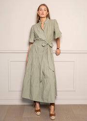 Gaia Dress Sage Poplin