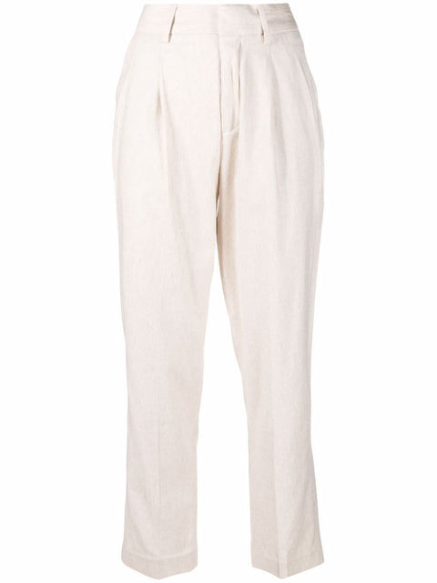 Tailored high-rise straight-leg Linen-blend trousers